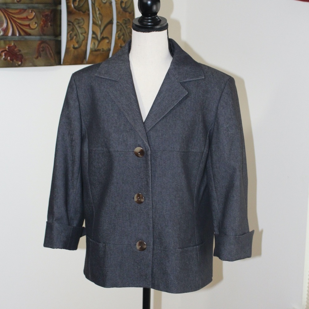 Evan Picone,  black stretch jean jacket or blazer